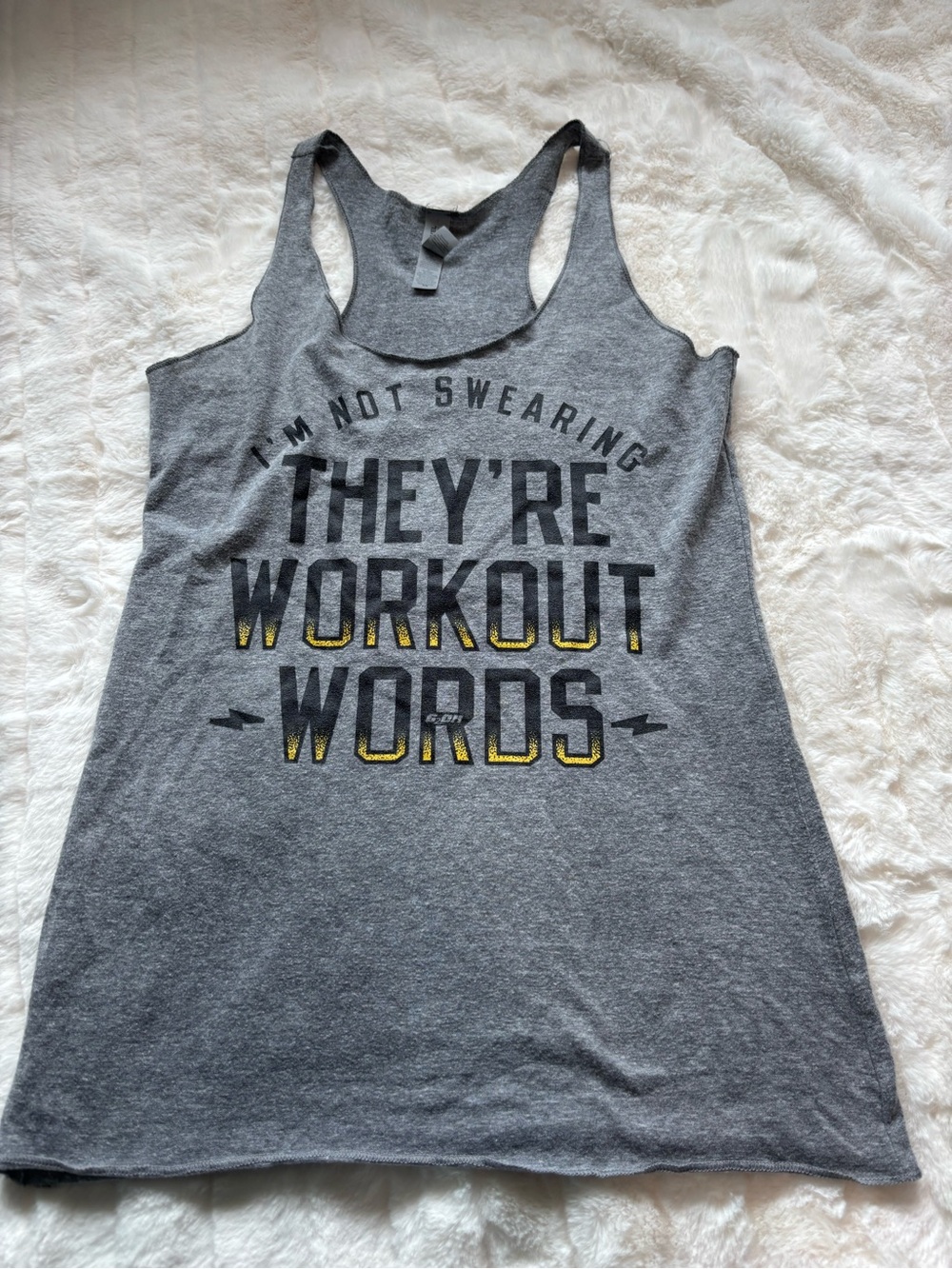 I’m not swearing gym Gray Racerback Tank